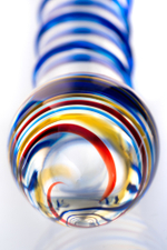 Фаллоимитатор стеклянный разноцветный 18 см