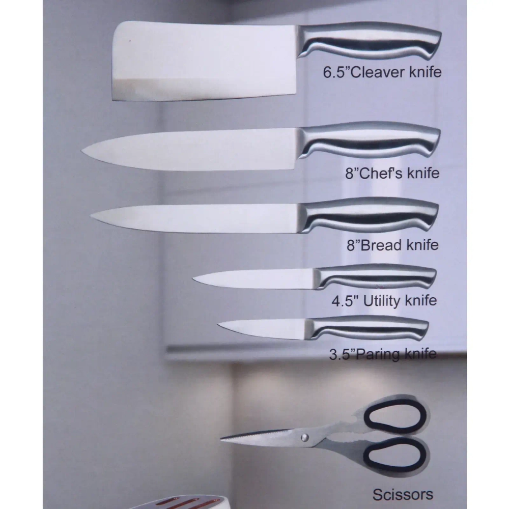 Набор ножей «SHEF» 7предметов (5ножей+ножницы+подставка),бежевый