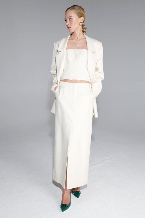 Корсет на молнии из костюмной вискозы, серый меланж