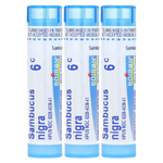 Boiron, Sambucus, средство от кашля и простуды, гранулы Meltaway, 6C, 3 тюбика, прибл. 80 гранул каждая