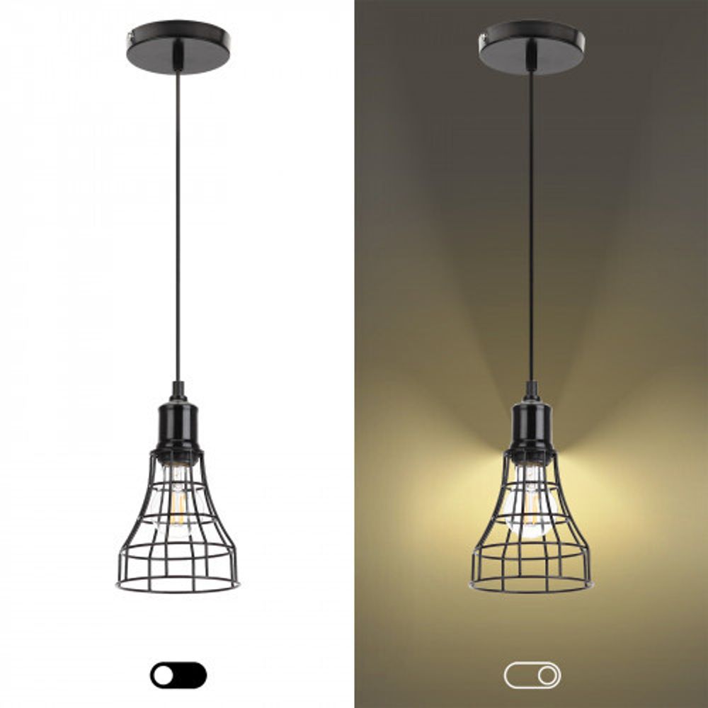 Светильник подвесной (подвес) ЭРА PL10 BK металл, E27, max 60W, высота плафона 200мм, подвеса 800мм, черный