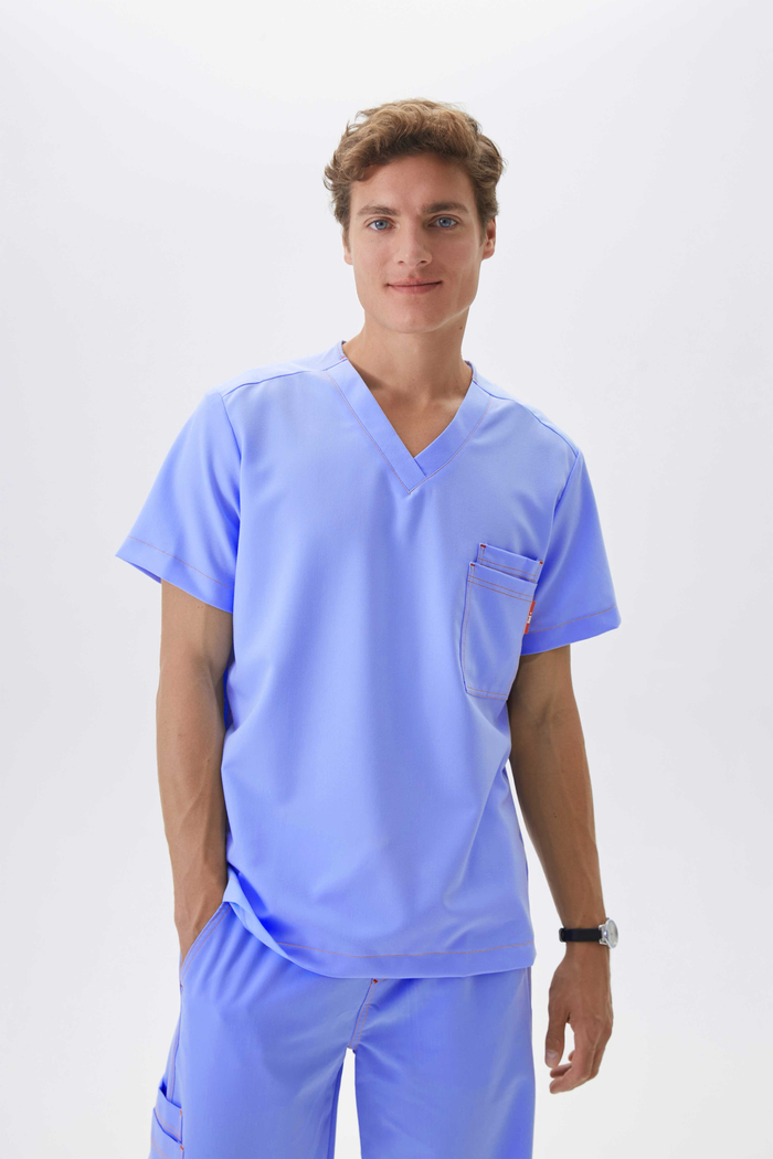 Топ медицинский мужской Гекай, эйр блю хлопок