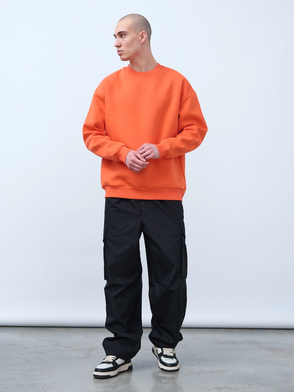 Свитшот оверсайз, с начесом (оранжевый)