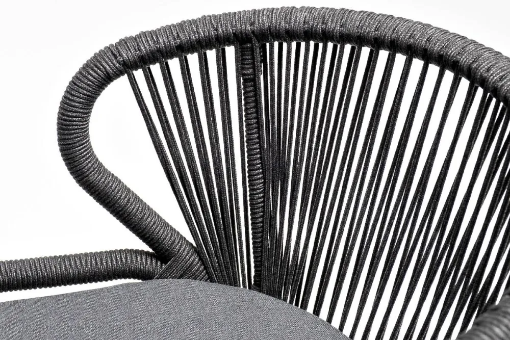 "Венето" обеденная группа на 6 персон со стульями "Милан", каркас темно-серый, роуп темно-серый