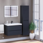 Тумба с раковиной Uperwood Tanos 80 см, подвесная, матовая, черная