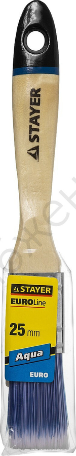 STAYER AQUA 25 мм, 1″ искусственная щетина, деревянная ручка для воднодисперсионных и акриловых ЛКМ, Плоская кисть, EURO (01062-025)