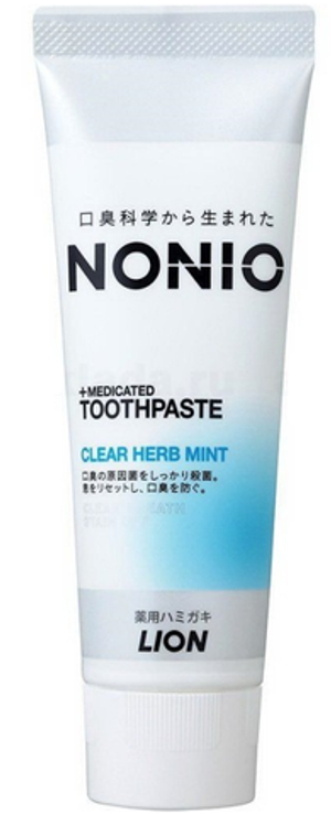 LION "Nonio" Зубная паста отбеливающего и длительного освежающего действия с охлаждающим мятным вкусом, туба 130г.