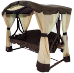 Качели садовые Garden Story 4-х местные Сахара(каркас коричневый, м/э коричневый рис.горошек)2 уп.