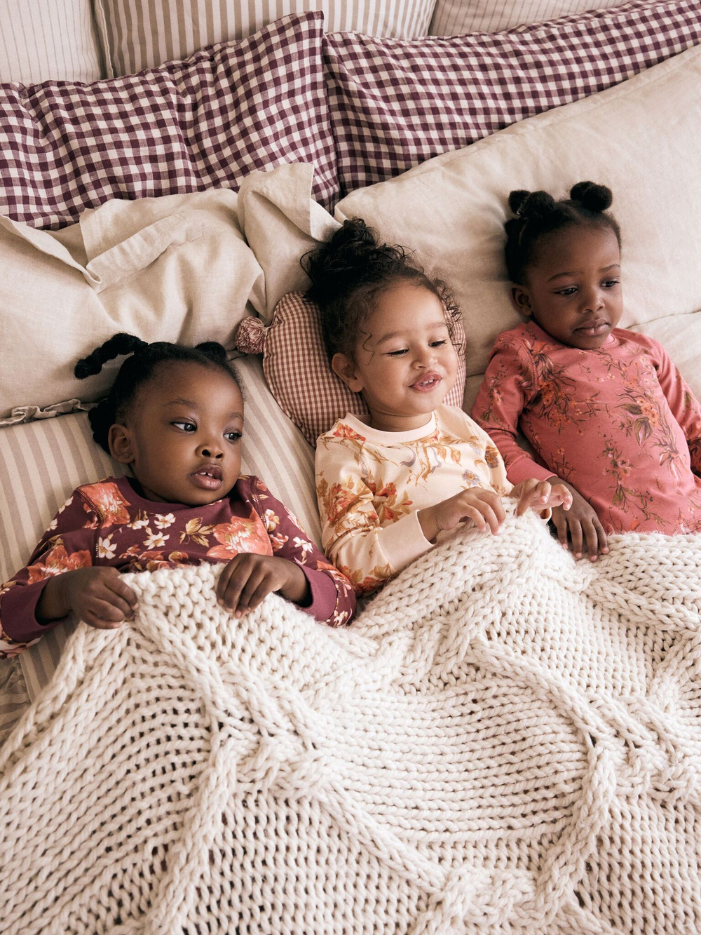 Пижама для девочки Next B30-731, 3 шт., Бордовый, Розовый, Кремовый