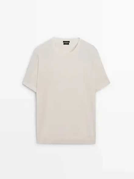 Massimo Dutti Футболка из 100% хлопка, натуральный, кремовый