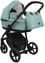 Детская коляска Roan Esso Кожа 3 в 1 с автокреслом Pituso Baesa Pro Black,Beige Canopy ESSK/214/1 Misti Mint/Grey/руч.Черный