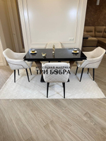 Кухонный раскладной стол "Вирджиния" , черный мрамор и 4 стула ШЕЛЛ