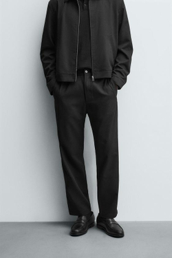 ZARA БРЮКИ-ДЖОГГЕРЫ КЛАССИЧЕСКОГО КРОЯ, ЧЕРНЫЙ