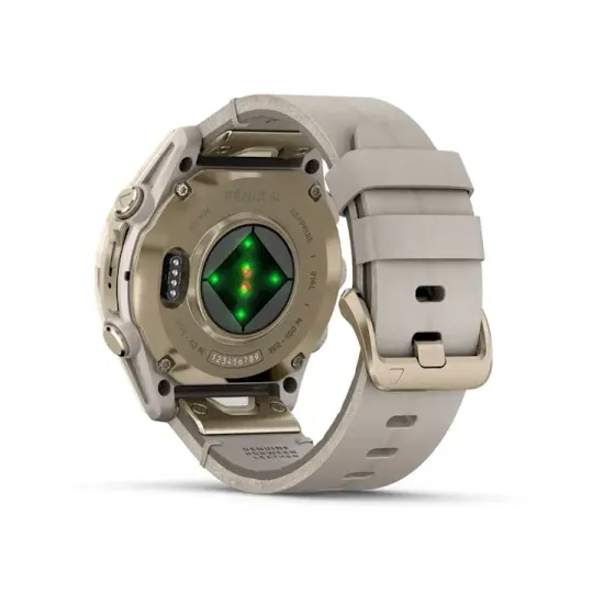 Мультиспортивные GPS часы Garmin Fenix 8S (43 mm) AMOLED, Sapphire Soft Gold Stainless Steel with Fog Gray Leather Band 010-02903-40