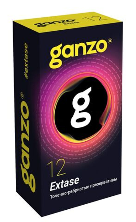 Презервативы анатомической формы с точечной и ребристой структурой Ganzo Extase - 12 шт.