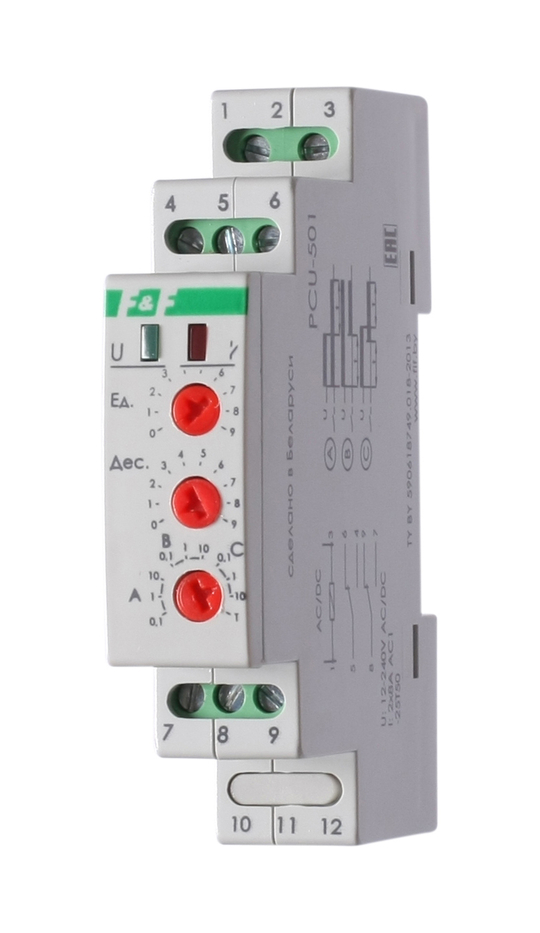 Реле времени PCU-501 2х8А 24-264В AC/DC 2п IP20 многофункц. выдержка времен. после отключ. питания