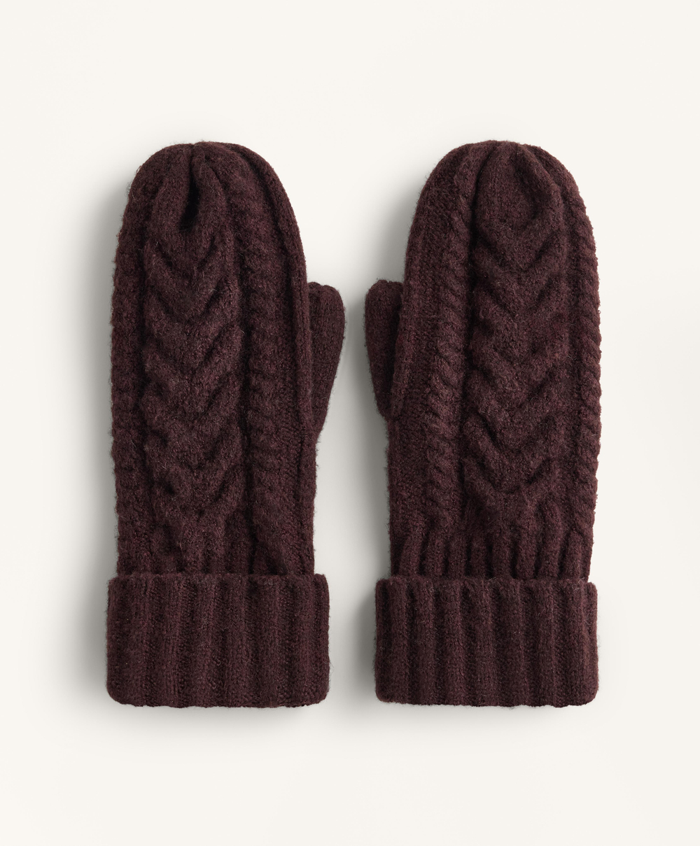 Oysho Варежки с аранским узором, темно-виный