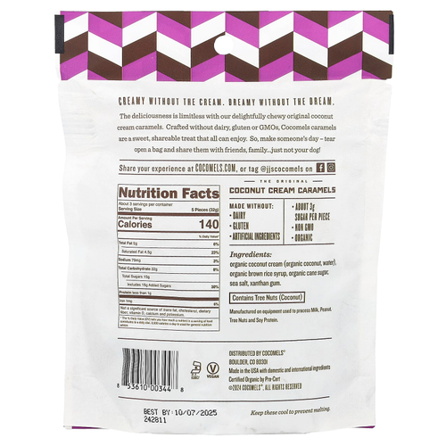 Cocomels, карамельные конфеты с кокосовым кремом, 99 г (3,5 унции)