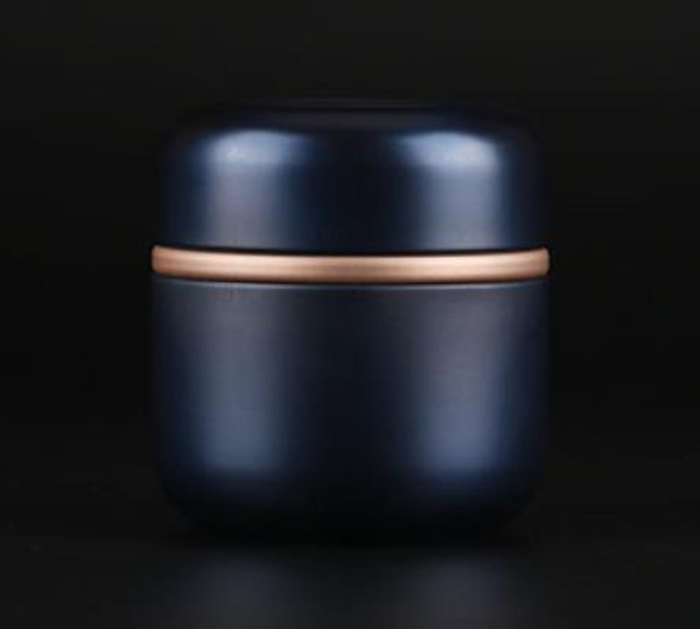 269050.3 Банка "С ободком" с двойной крышкой, h=9,2см, d=8,5см, жесть тем.синий