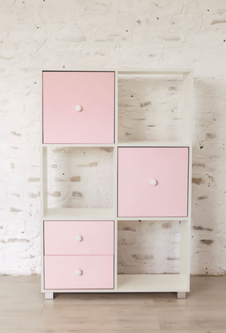 Стеллаж Кубик В2 МДФ белый/орхидея