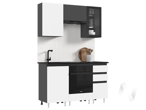 Кухня Техно-6 1;5м (графит/белый снег софт; графит софт/кастилло темный)