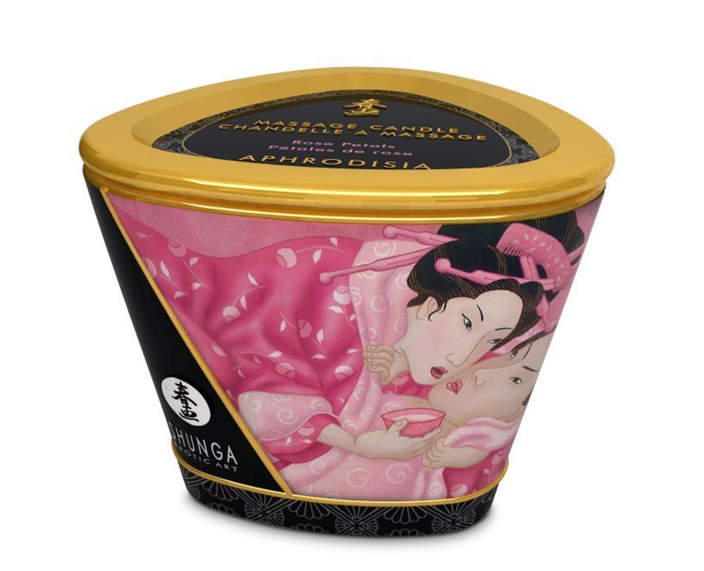 Массажная свеча Shunga Rose Petals, аромат розы, 170 мл