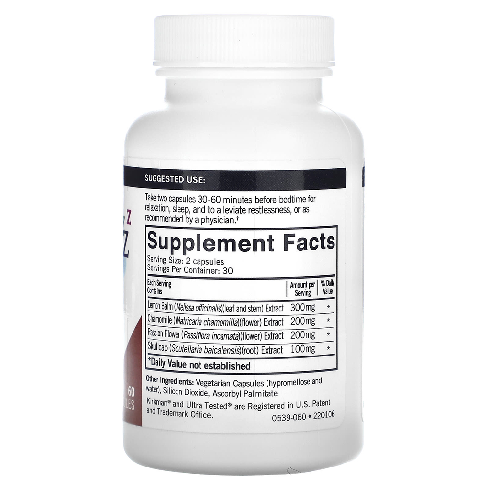Kirkman Labs, травяная добавка для улучшения качества сна, 60 капсул