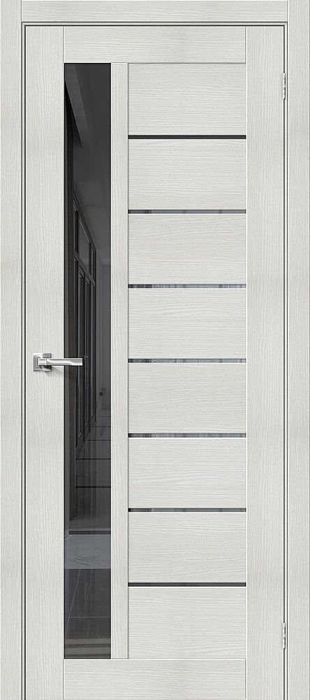 Дверь Браво-27 / Цвет Bianco Veralinga / Стекло Mirox Grey / Двери Браво