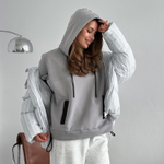 Худи OVERSIZE REGULAR из хлопка и шёлка СЕРЫЙ
