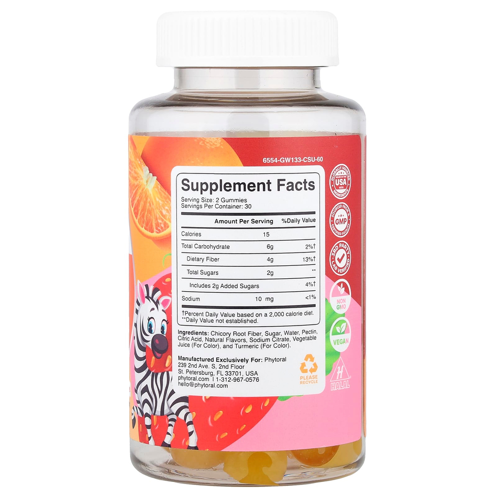 Phytoral, жевательные таблетки с клетчаткой для детей, со вкусом апельсина и ягод, 60 шт.