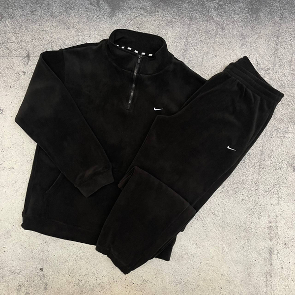 Костюм свитшот полузамок/брюки Nike Fleece black