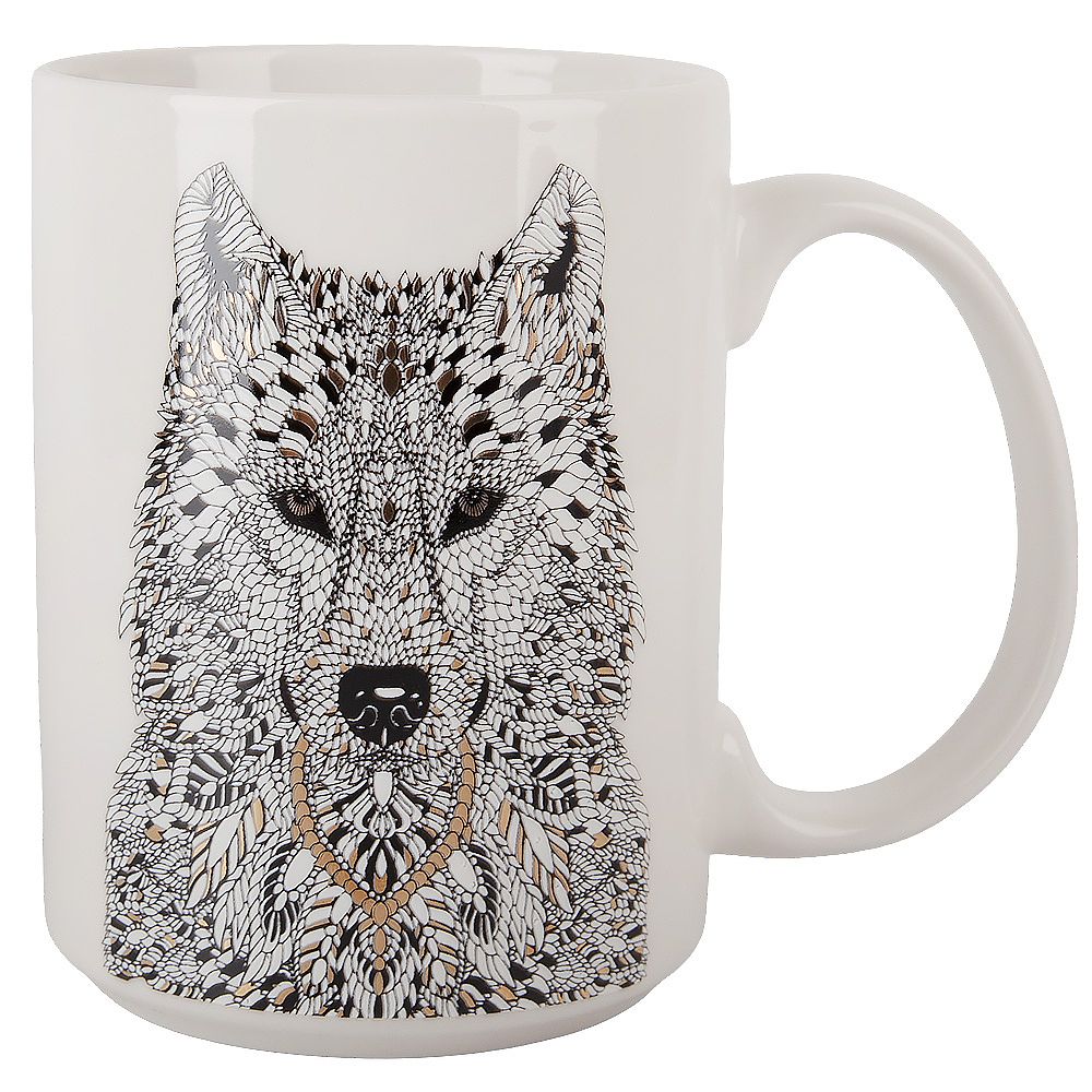 Кружка "Волк" v=500мл (фарфор) (картонная цветная лента)