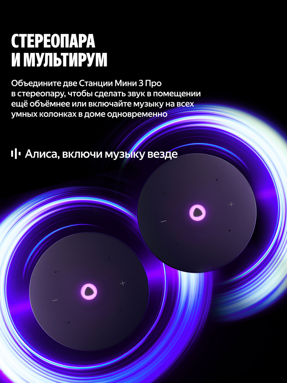 Умная колонка Яндекс Станция Мини 3 Про - черная