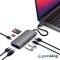 Satechi Aluminum Type-C Multimedia Adapter (Type-C to 3 x USB 3.0 ports + HDMI + Mini-DisplayPort 4K + Gigabit Ethernet + Micro SD card) Space Gray ST-TCMM8PAM