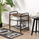 Полка для обуви, мет-л, 3 секц, 44х33х50 см, с сиденьем МДФ, дуб антик фристаил, Nika, Б2/ДА