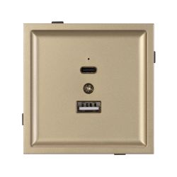 Механизм USB розетки SCT-TENDO-MUAC-SFPL-GD (5V, 3A, QC3) (Arlight, Матовый песочный) 054537