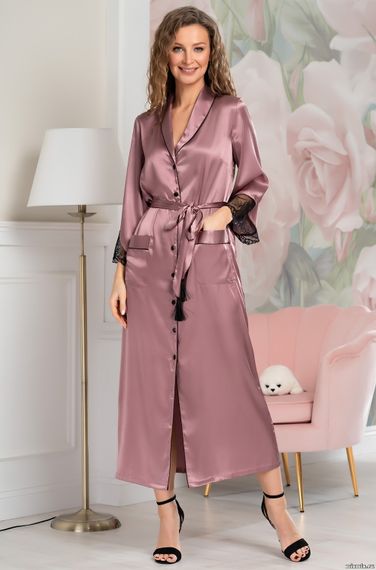 Шелковый длинный халат на пуговицах MIA-Amore OLIVIA ОЛИВИЯ 3649