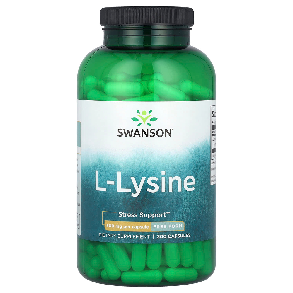 Swanson Vitamins, L-лизин, 500 мг, 300 капсул
