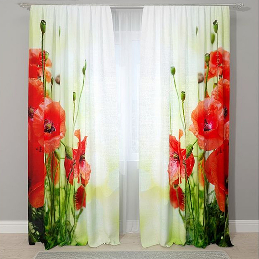 Комплект штор "Маки на зеленом"