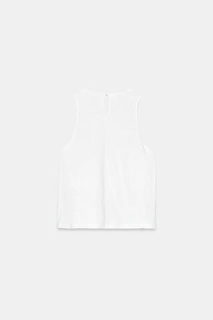 ZARA КРУЖЕВНОЙ ТОП БЕЗ РУКАВОВ, БЕЛЫЙ