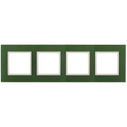 14-5104-27 ЭРА Рамка на 4 поста, стекло, Эра Elegance, зелёный+сл.кость