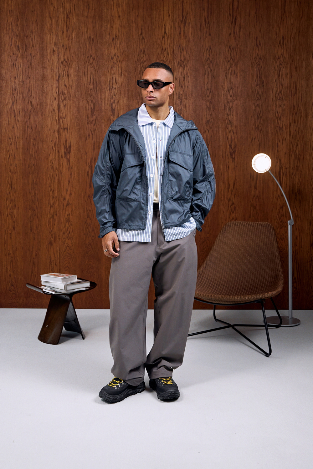 Куртка Nothomme Blue Monte Short-Sleeved Hooded Work Jacket With Curved Blades "Round Mirror Blue"w