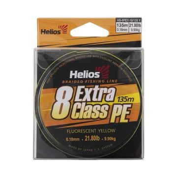 Шнур плетеный Helios EXTRA CLASS 8 PE BRAID Fluorescent Yellow 0,18mm/135 (HS-8PEY-18/135 Y)