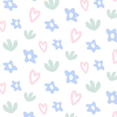 Buy kids fabric cute flowers white pale blue