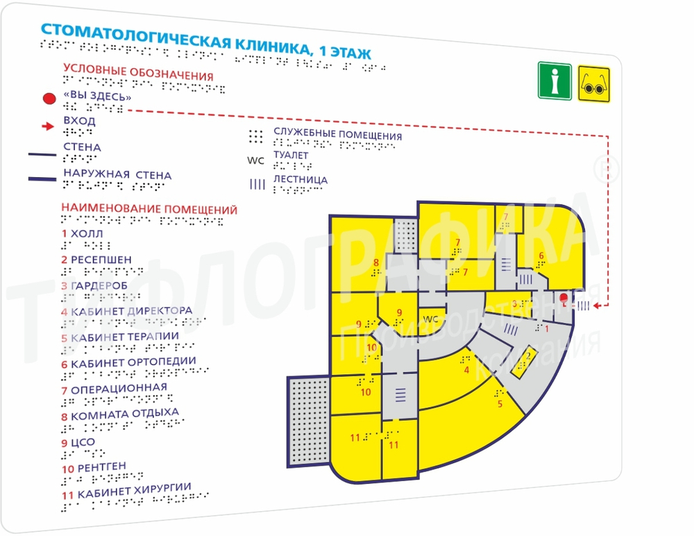 Тактильная мнемосхема ПВХ 630х800х3 мм. Эконом