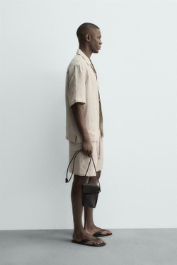 ZARA ШОРТЫ RELAXED FIT ИЗ 100% ЛЬНА, СВЕТЛО-БЕЖЕВЫЙ