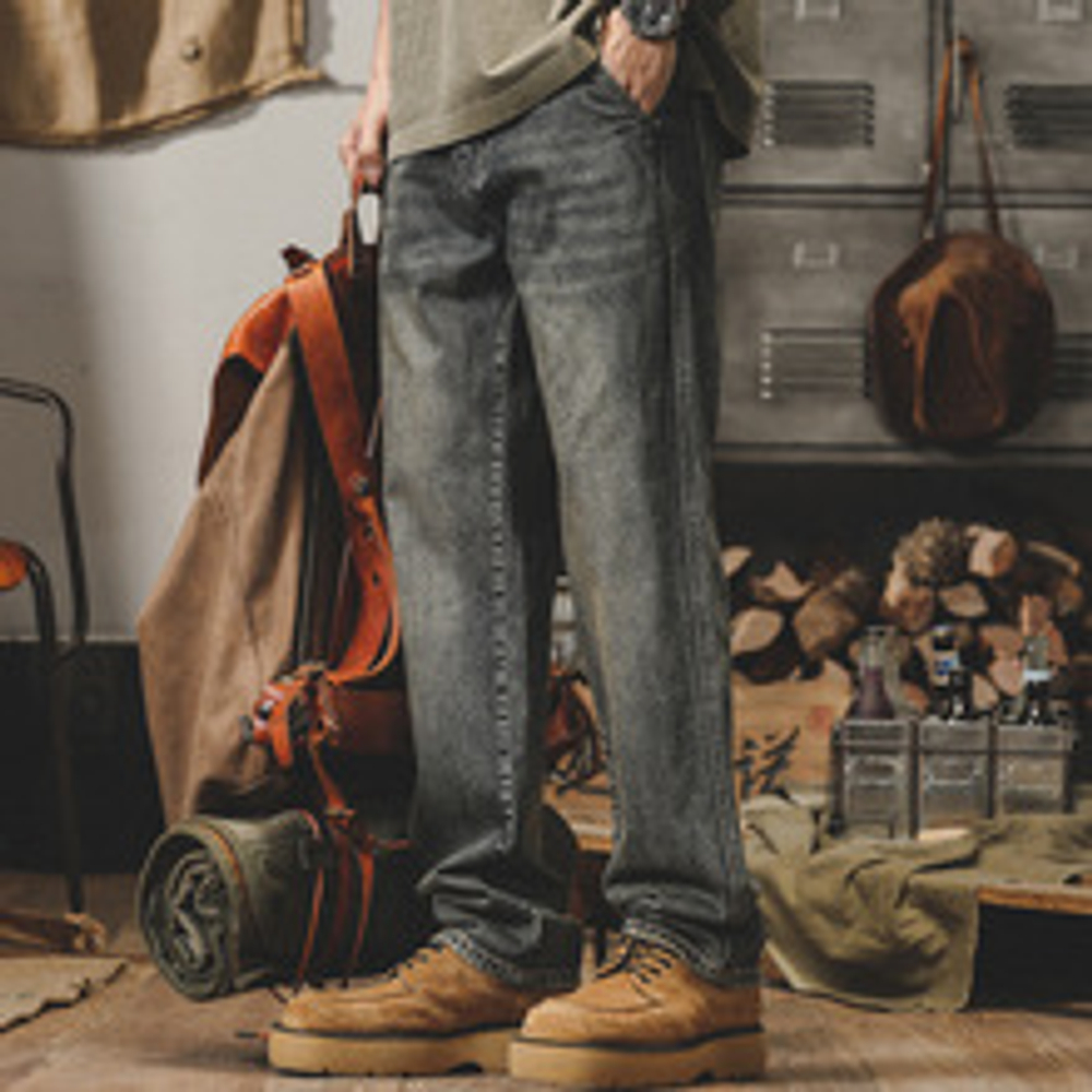 Jayleno, американские классические мужские джинсы в стиле ретро, свободные прямые, старые брюки, мужские весенне-осенние брендовые