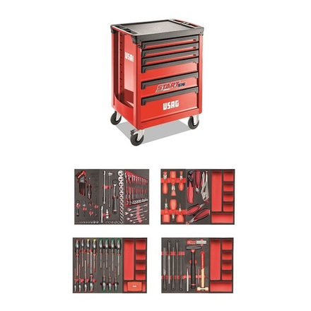 516 ST6MM Тележка с набором инструмента 156 предметов, 6 ящиков, красный цвет, USAG (Италия)