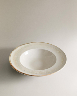 Zara Home тарелка из каменной керамики, цвет бежевый, 27 см