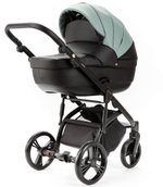 Детская коляска Adamex Lanti Deluxe 2 в 1 LN-SD103 (СЕРО-ЗЕЛЕН.КОЖА + ЧЕРН. КОЖА)